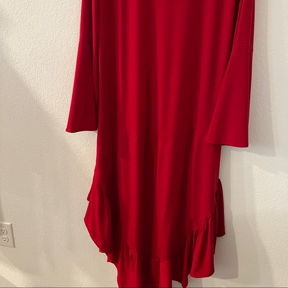 Rodeo Fox Red High & Low Bell Sleeve Tiered Dress XL - Picture 4 of 9